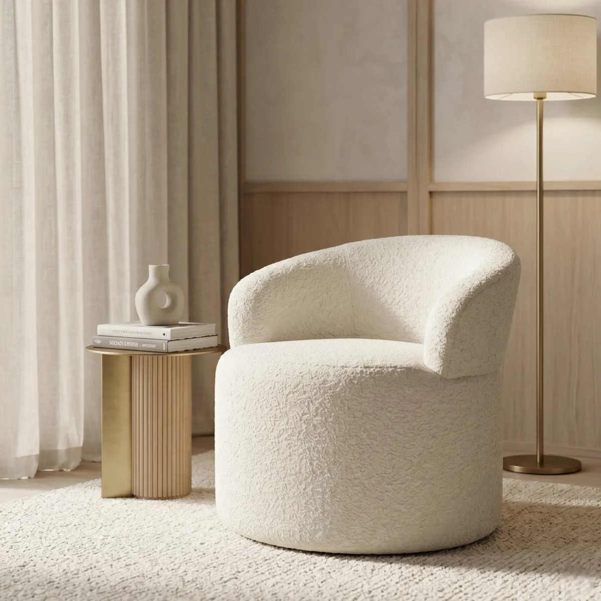 Poltrona Lívia Boucle Offwhite